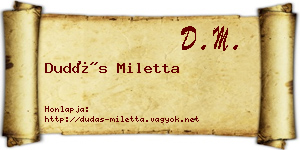 Dudás Miletta névjegykártya